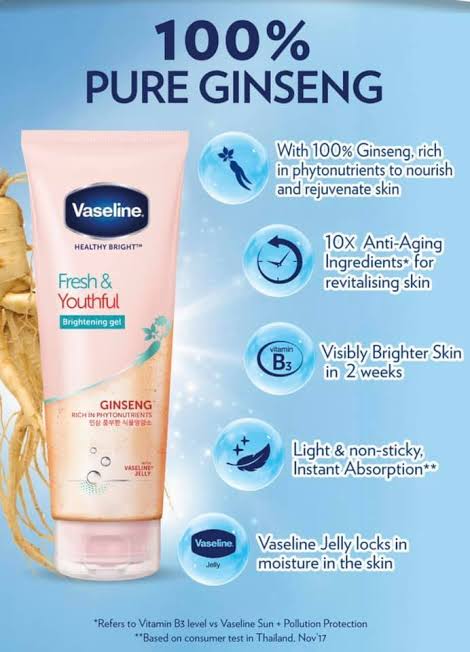 vaseline fresh & youthful brightening gel 
